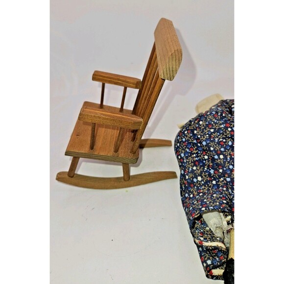 Vintage Ozark Dolls Corn AUNT DULCIE In Rocking Chair Walnut Head Folk Art - Picture 11 of 15